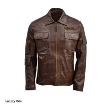 Men’s Waxed Brown Biker Leather Jacket