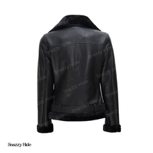 Women’s Black Asymmetrical Shearling Leather Jacket