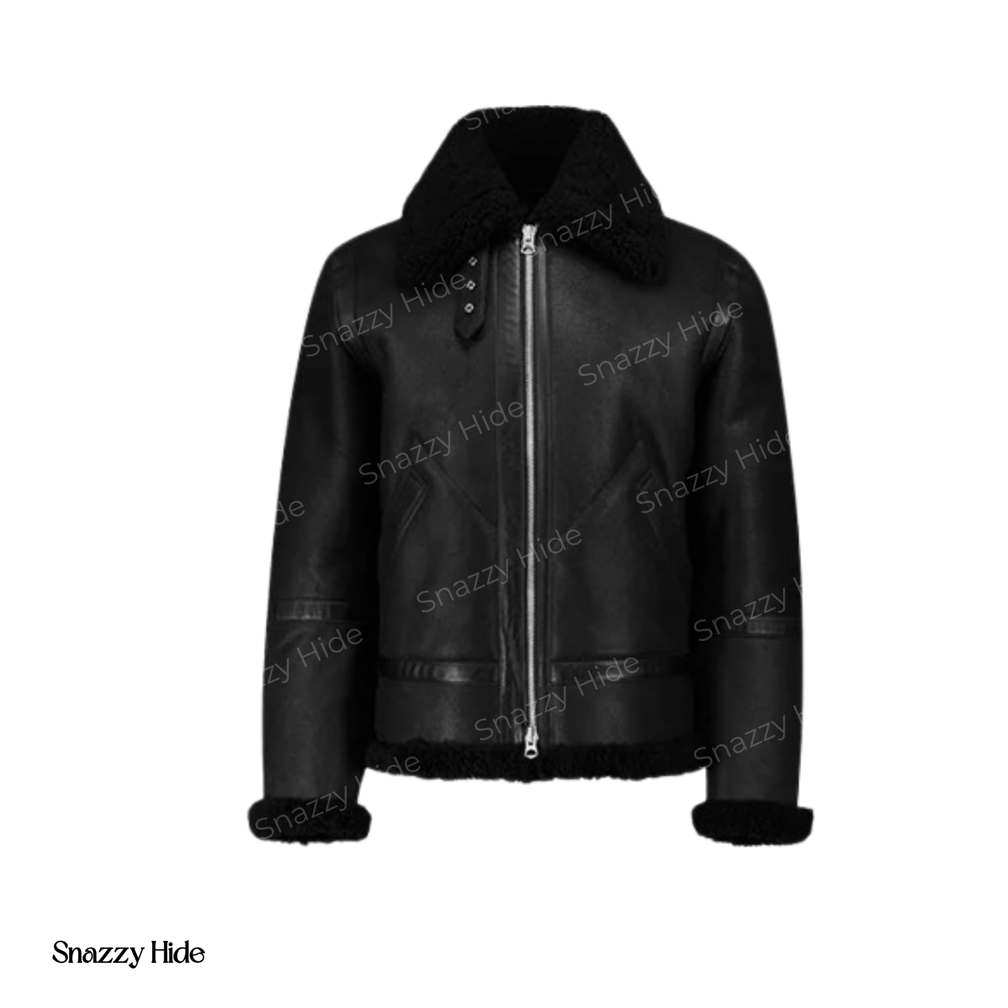 Mens Jet Black Shearling Jacket