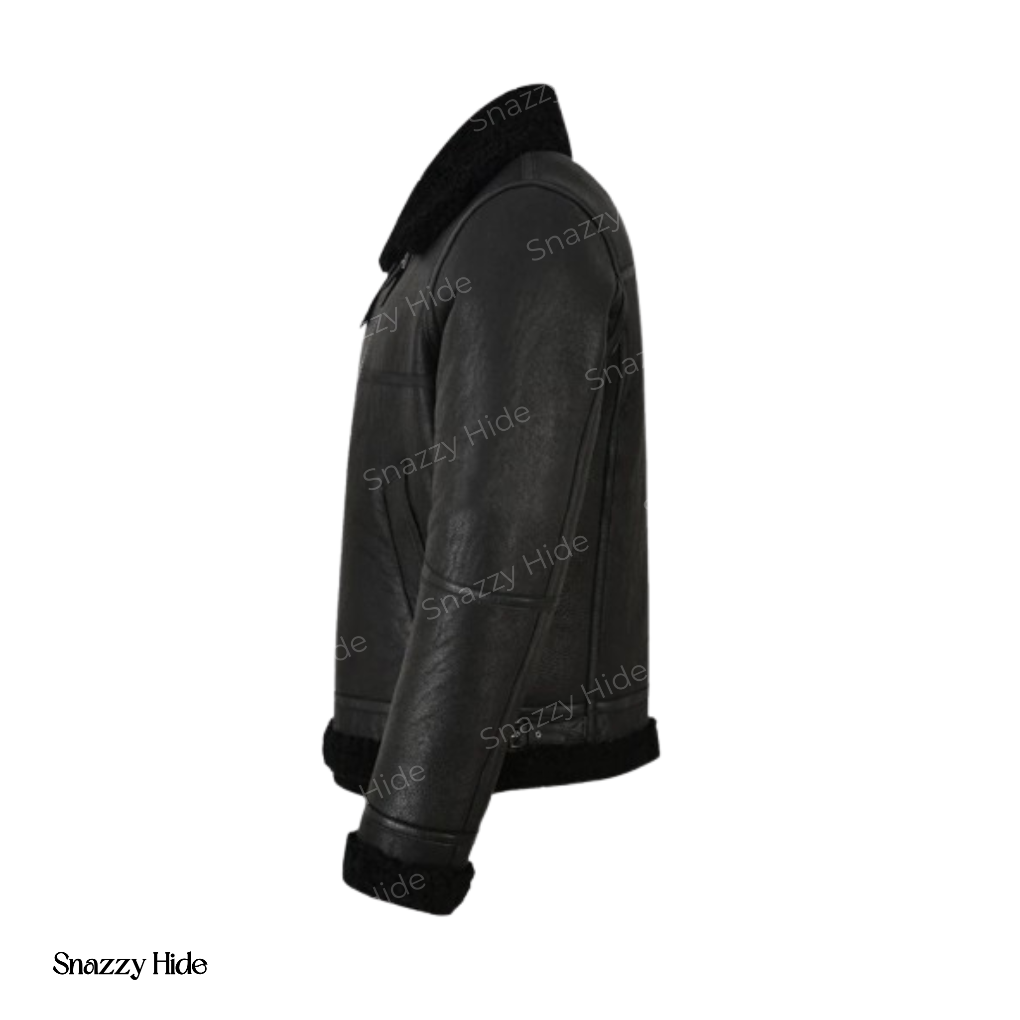 Mens Jet Black Shearling Jacket