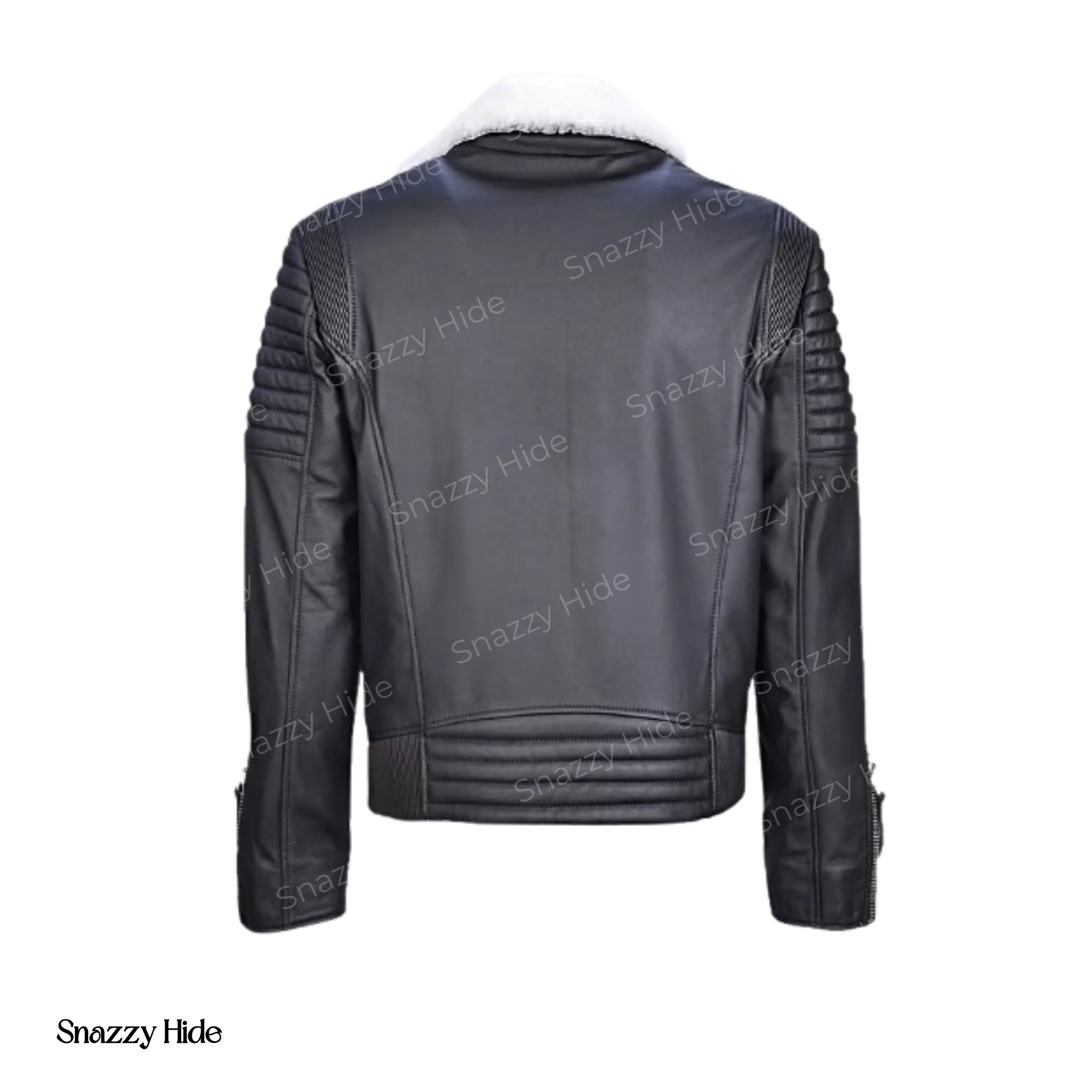 Mens Black Shearling Biker Leather Jacket