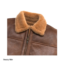 Mens Shearling Brown Bomber Leather Jacket