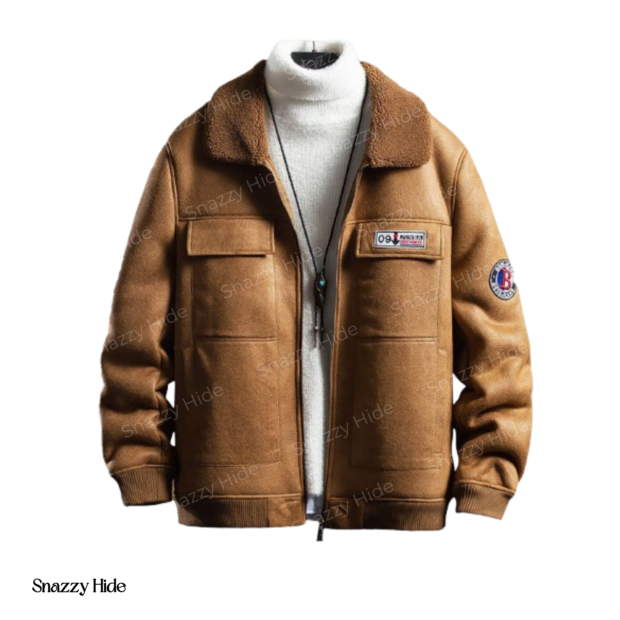 Mens Air Force Shearling Brown Leather Jacket