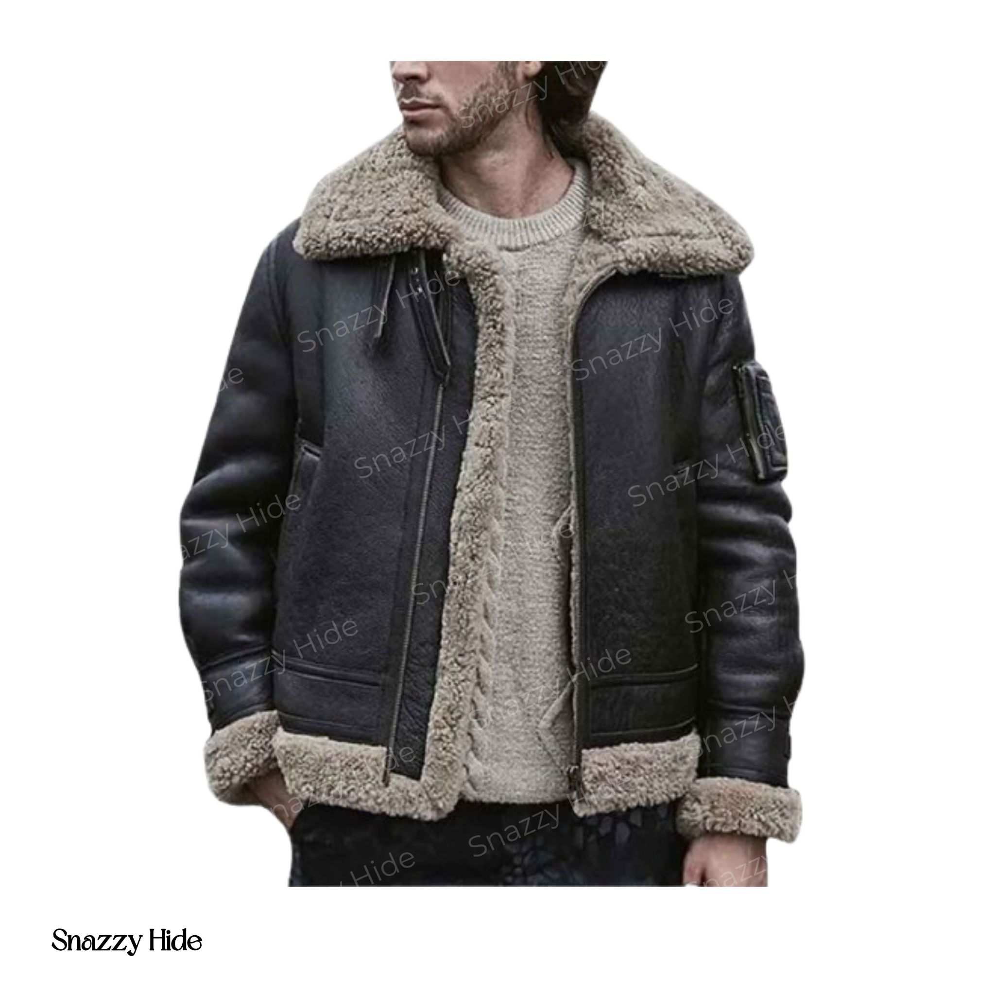 Mens Black Sheepskin Leather Jacket
