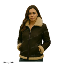 Women Shearling Aviator Bomber Jacket