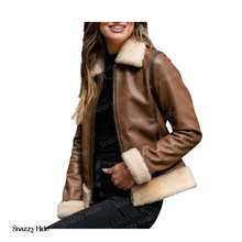 Women Shearling Aviator Bomber Jacket