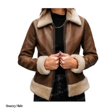 Women Shearling Aviator Bomber Jacket