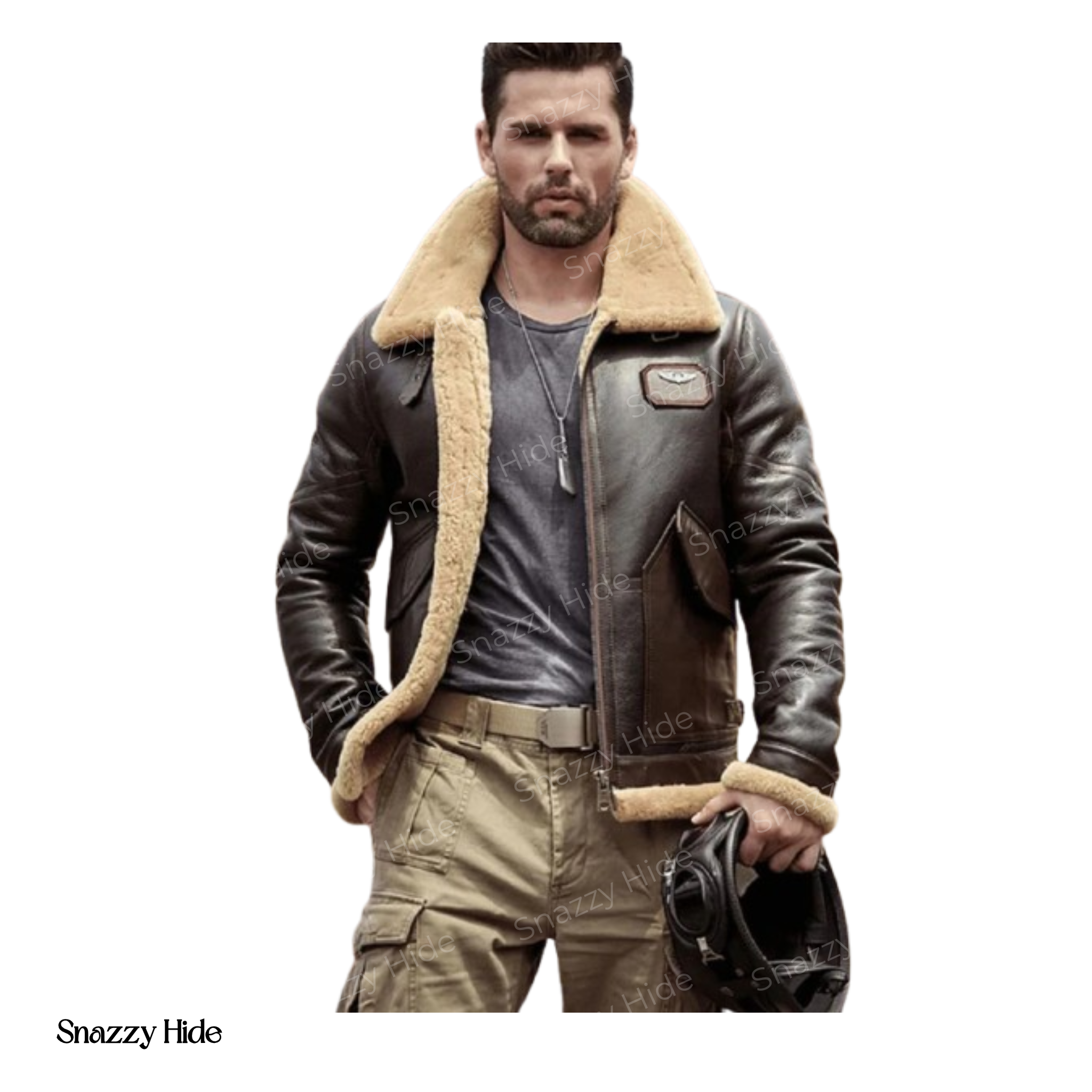 Mens Dark Brown B3 Aviator Shearling Jacket