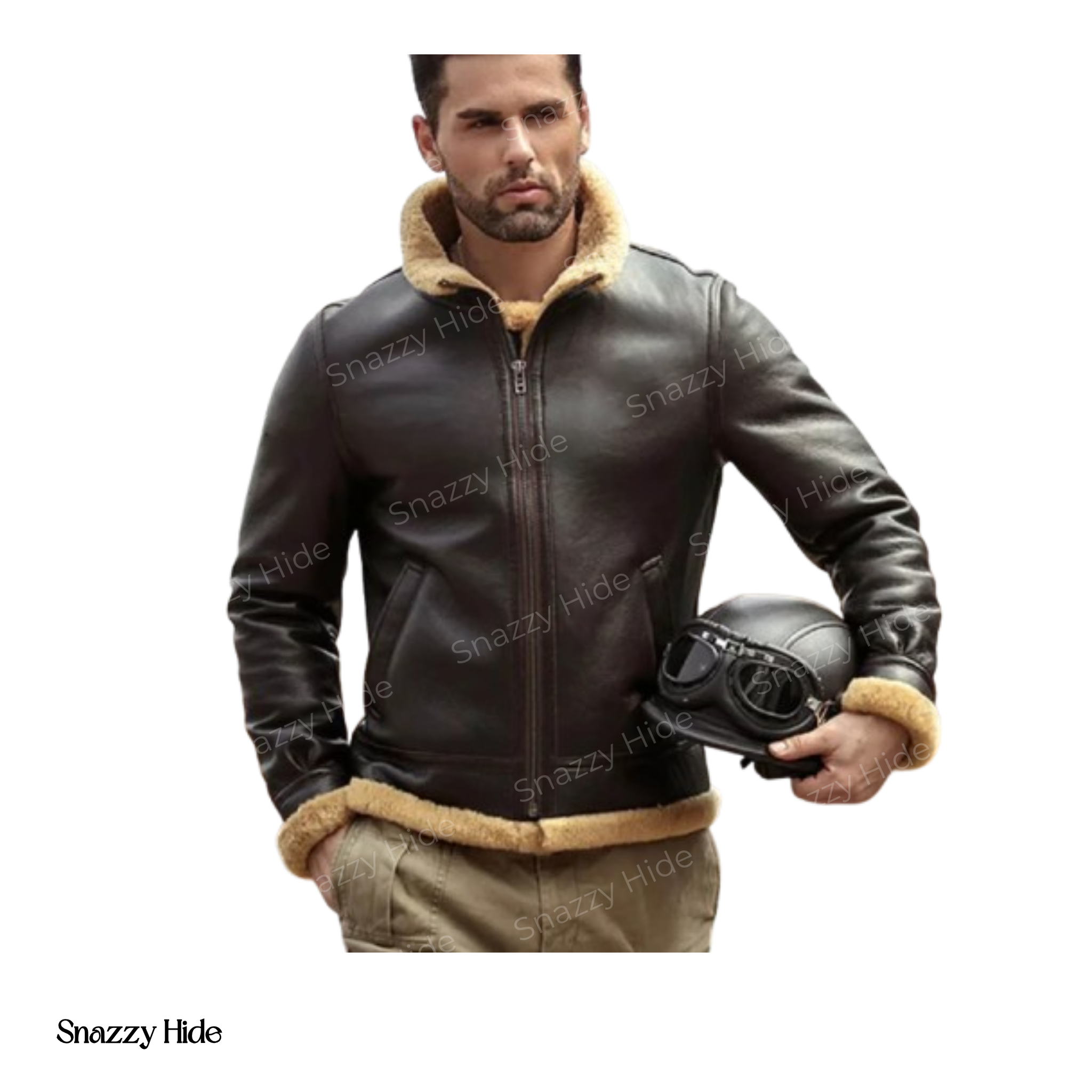 Mens Dark Brown B3 Aviator Shearling Jacket