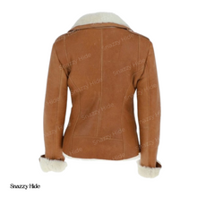 Women’s Brown Asymmetrical Shearling Leather Jacket