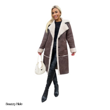Women’s Brown Shearling Hooded Overcoat