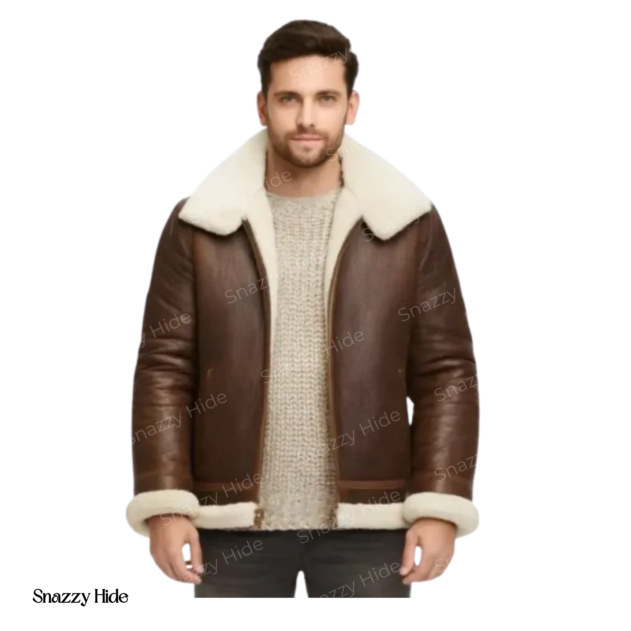 Alex Brown Sheepskin Shearling Aviator Leather Jacket