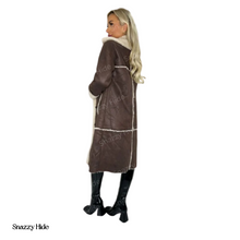 Women’s Brown Shearling Hooded Overcoat