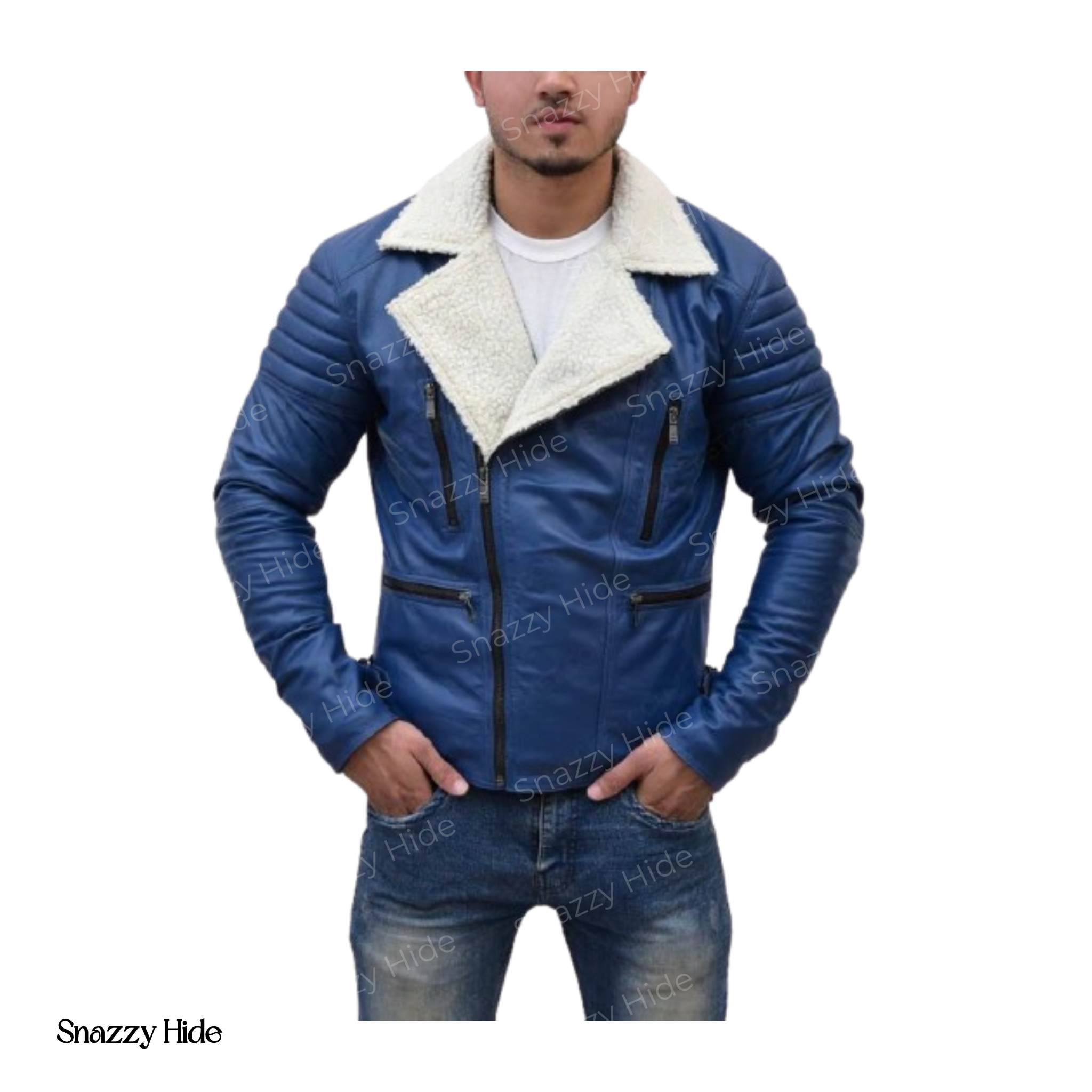 Men’s Asymmetrical Shearling Leather Jacket