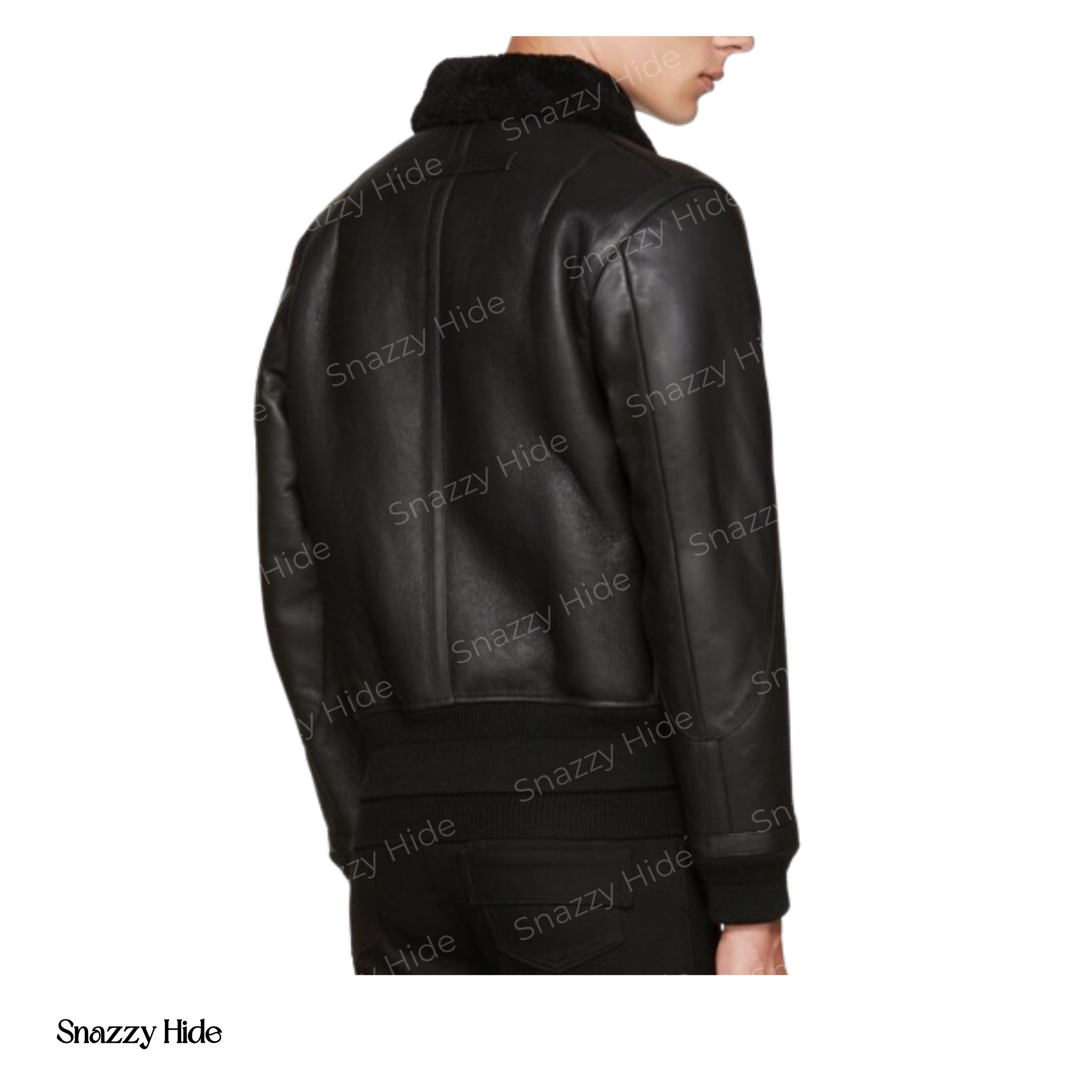 Mens Luxury Shearling Black Leather Jacket