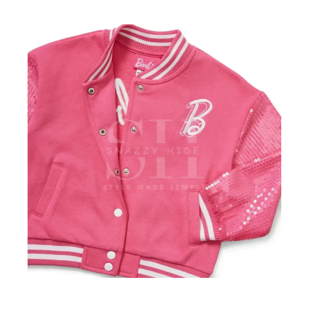 Barbie Pink Sequin Varsity Jacket