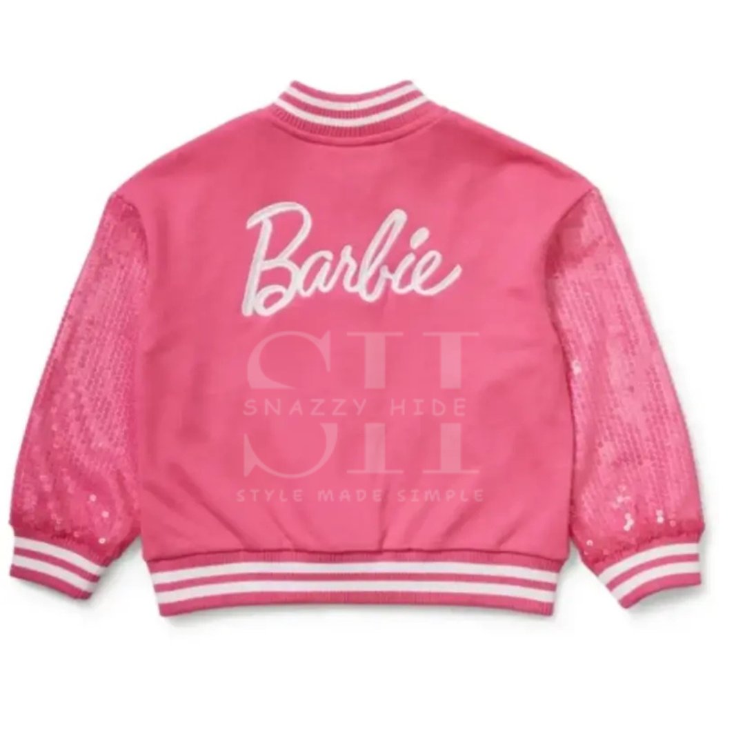 Barbie Pink Sequin Varsity Jacket