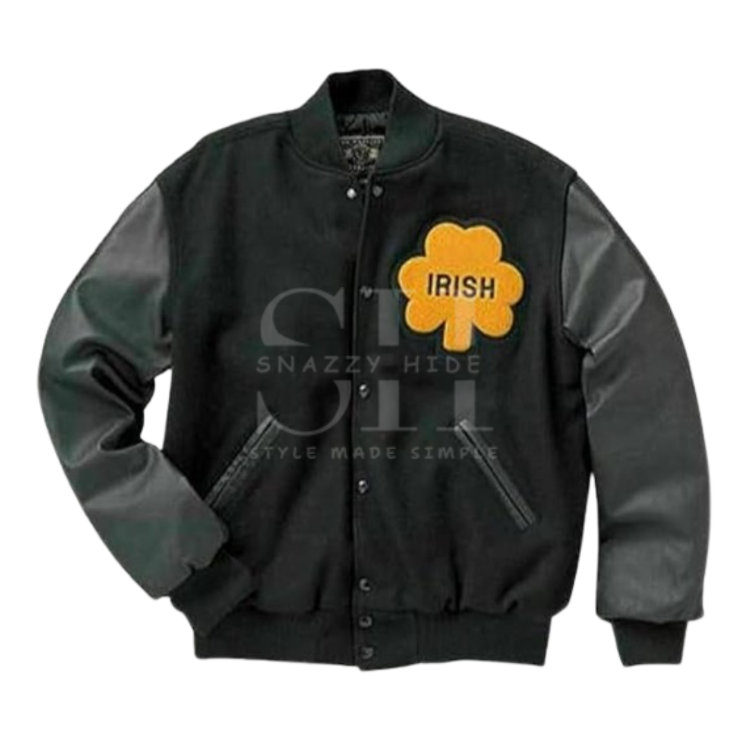Irish Varsity Black Bomber Jacket