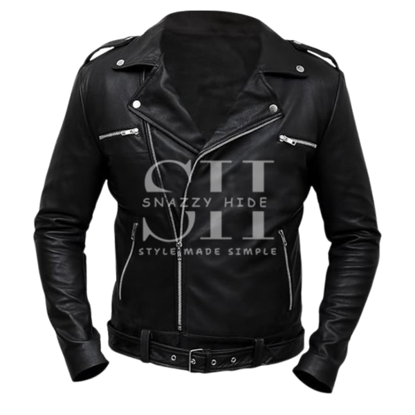 Jeffrey Dean Morgan Black Biker Leather Jacket