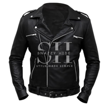 Jeffrey Dean Morgan Black Biker Leather Jacket