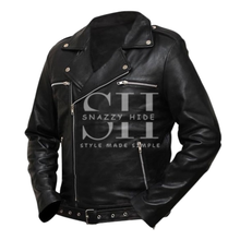 Jeffrey Dean Morgan Black Biker Leather Jacket