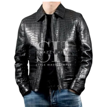 Men's Real Leather Crocodile Embossed Jacket