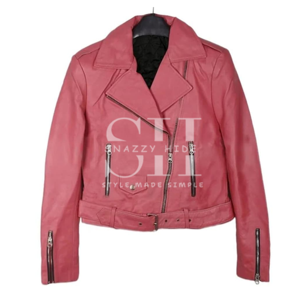 Barbie Pink Leather Biker Jacket