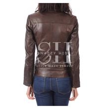 Brown Leather Asymmetric Biker Jacket