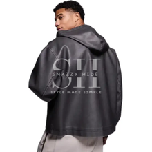 Men's Hooded Oversized Leather Jacket
