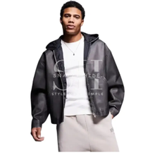 Men's Hooded Oversized Leather Jacket