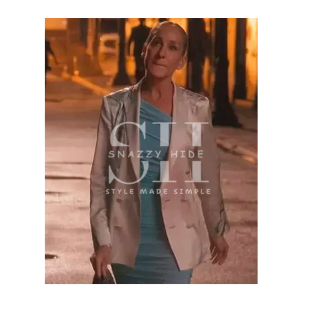 And Just Like Carrie Bradshaw Satin Crepe White Blazer