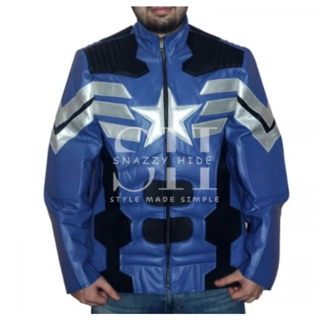 The Avengers Blue and White Leather Jacket