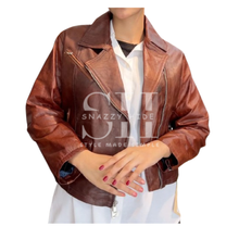 Women’s Motorcycle Rider Brown Leather Jacket