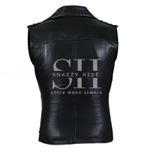 Women's Fashion Designer Leather Motorcycle Vest Black