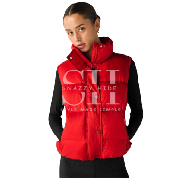 Women's Red Puffer Vest