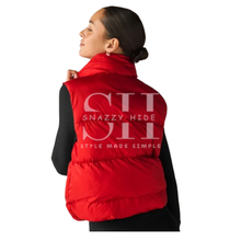 Women's Red Puffer Vest