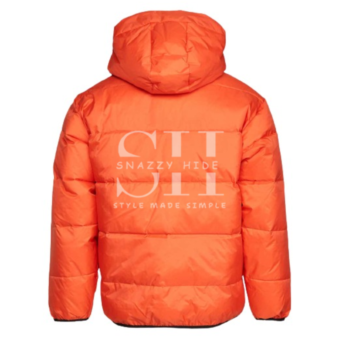 Orange Hooded Puffer Jacket