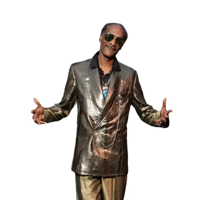 2024 Paris Olympic Snoop Dogg Golden Leather Blazer