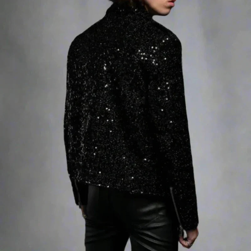 Unisex sequin-biker-jacket