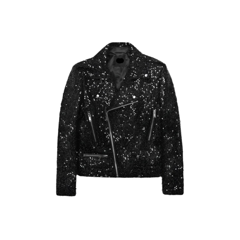 Unisex sequin-biker-jacket