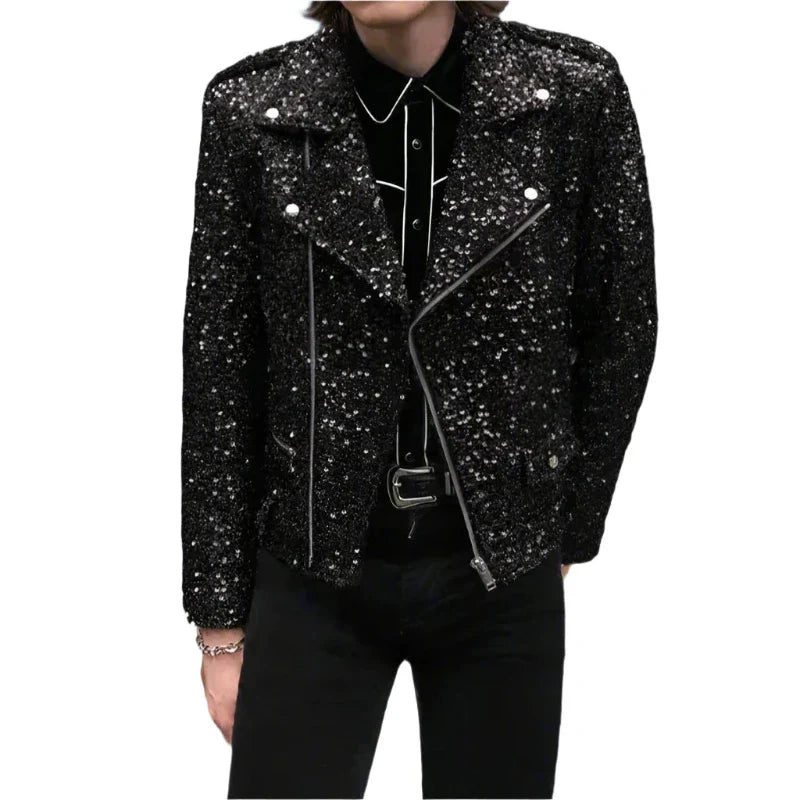 Unisex sequin-biker-jacket