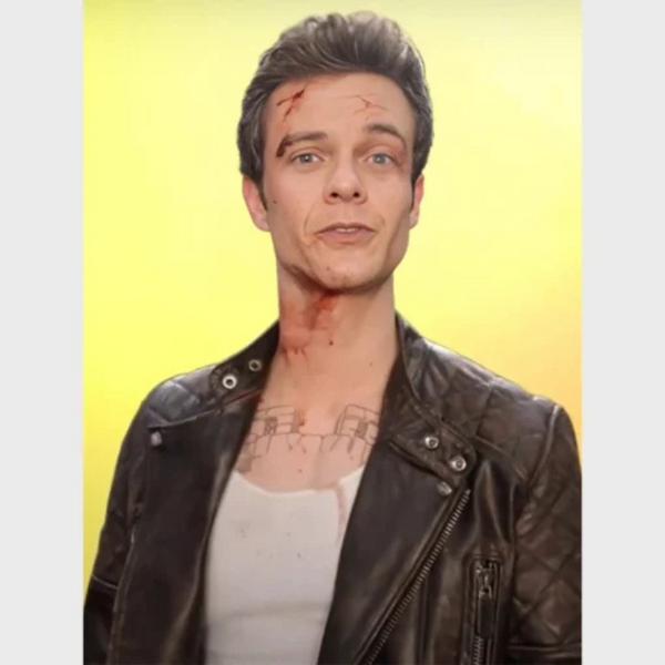 Novocaine 2025 Jack Quaid Black Leather Jacket