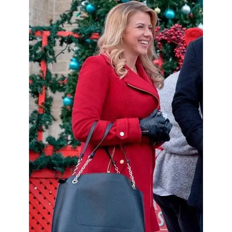 Jodie Sweetin Entertaining Christmas Red Wool Coat