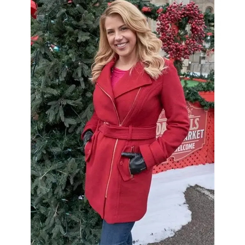 Jodie Sweetin Entertaining Christmas Red Wool Coat