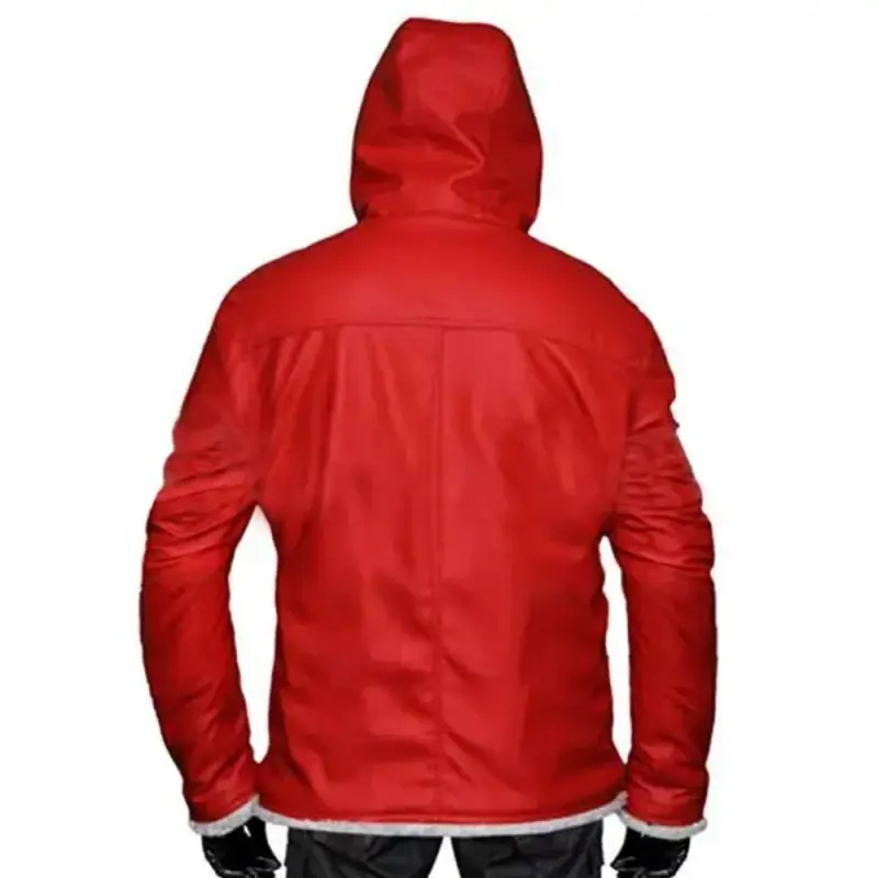 Christmas Santa Claus Red Leather Jacket