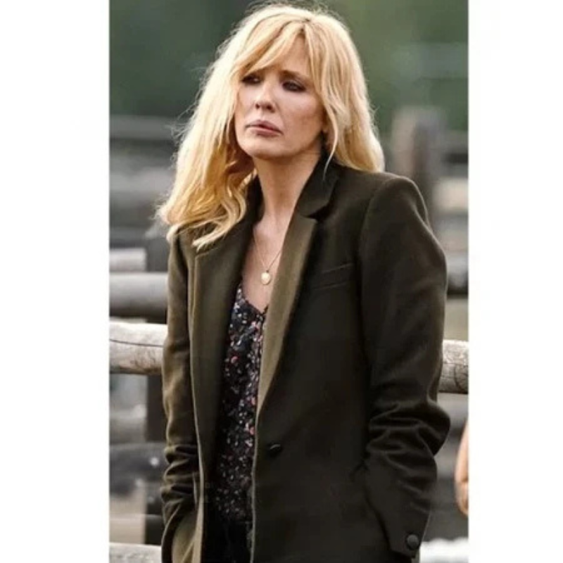 Yellowstone S04 Kelly Reilly Olive Green Coat