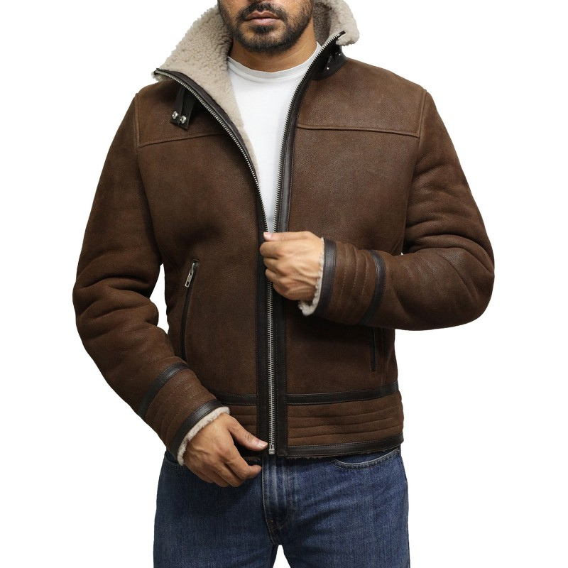 Brown Suede Shearling Jacket