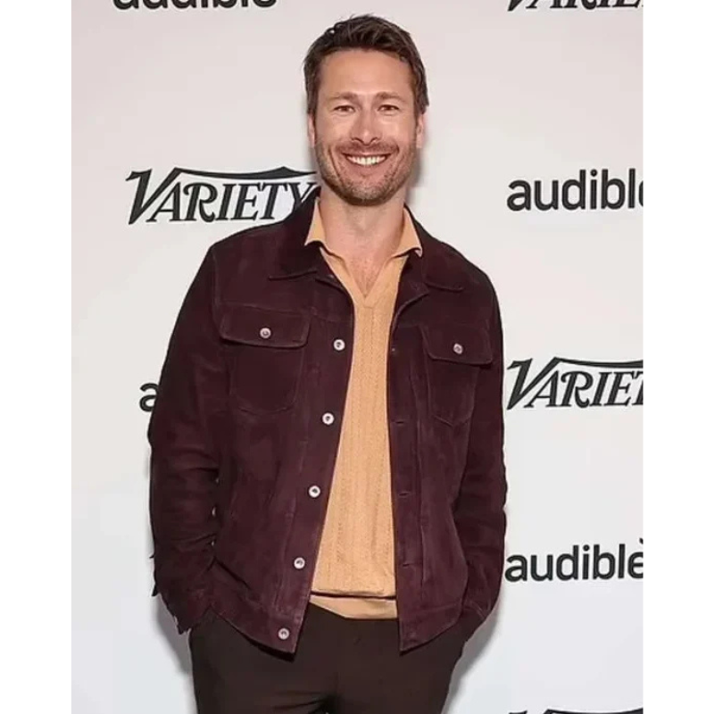 Hit Man Glen Powell Suede Leather Jacket