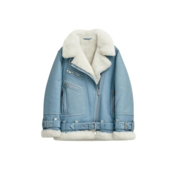 Women’s B3 RAF Aviator Blue Shearling Leather Jacket