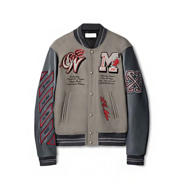 Off White Ac Milan Grey Varsity Jacket